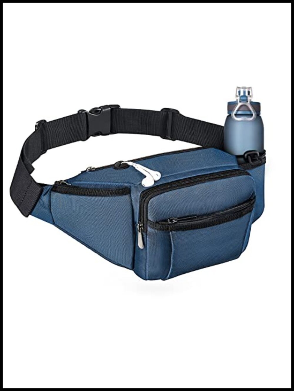 Water Resistant Nylon Hiking Fanny Pack Waist Bag with Water Bottle Holder